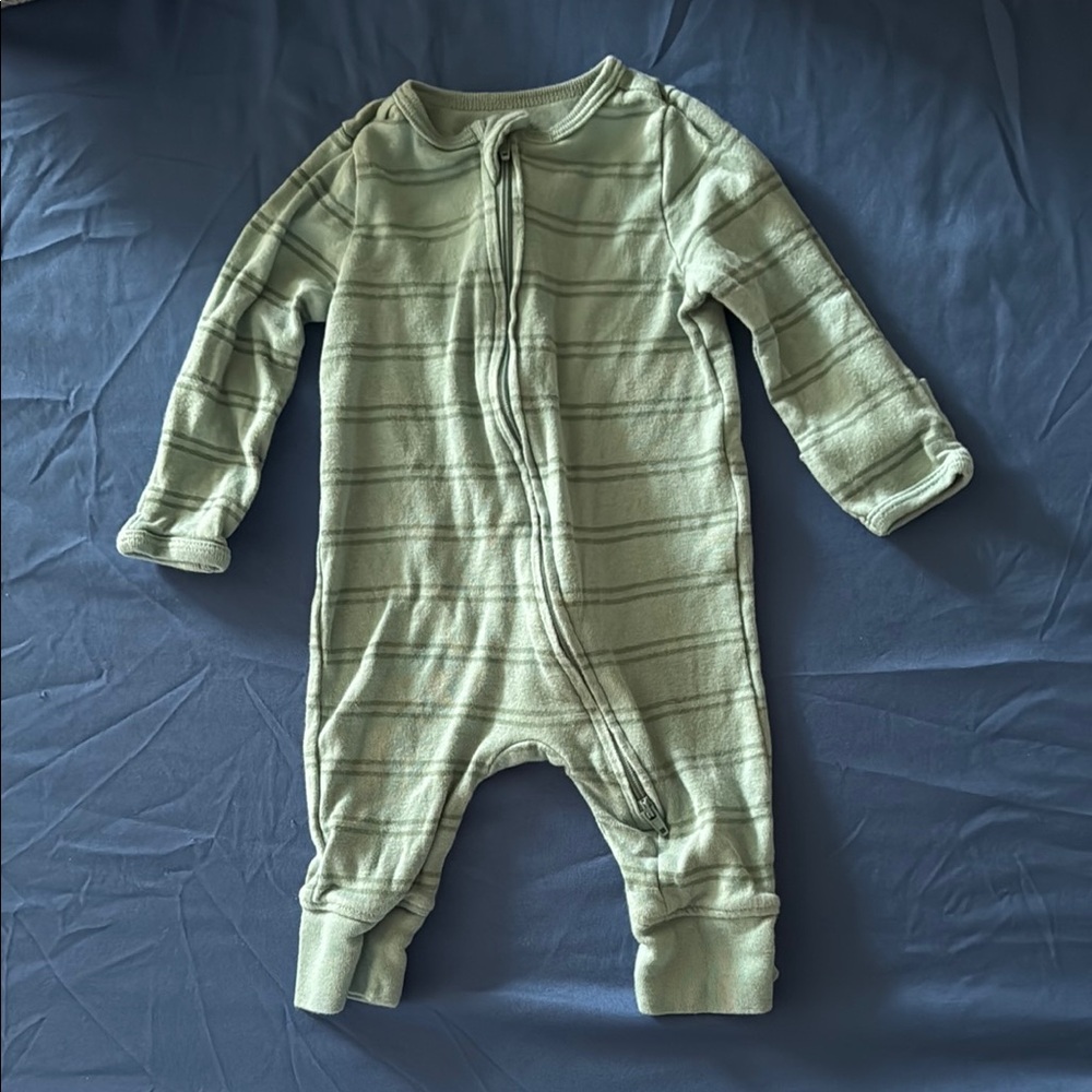 Cozy Green Striped Kids One Piece